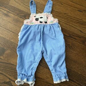 Vintage (1985) Ellen Miklas Originals Corduroy Sheep Ruffle Overall Romper - 6m